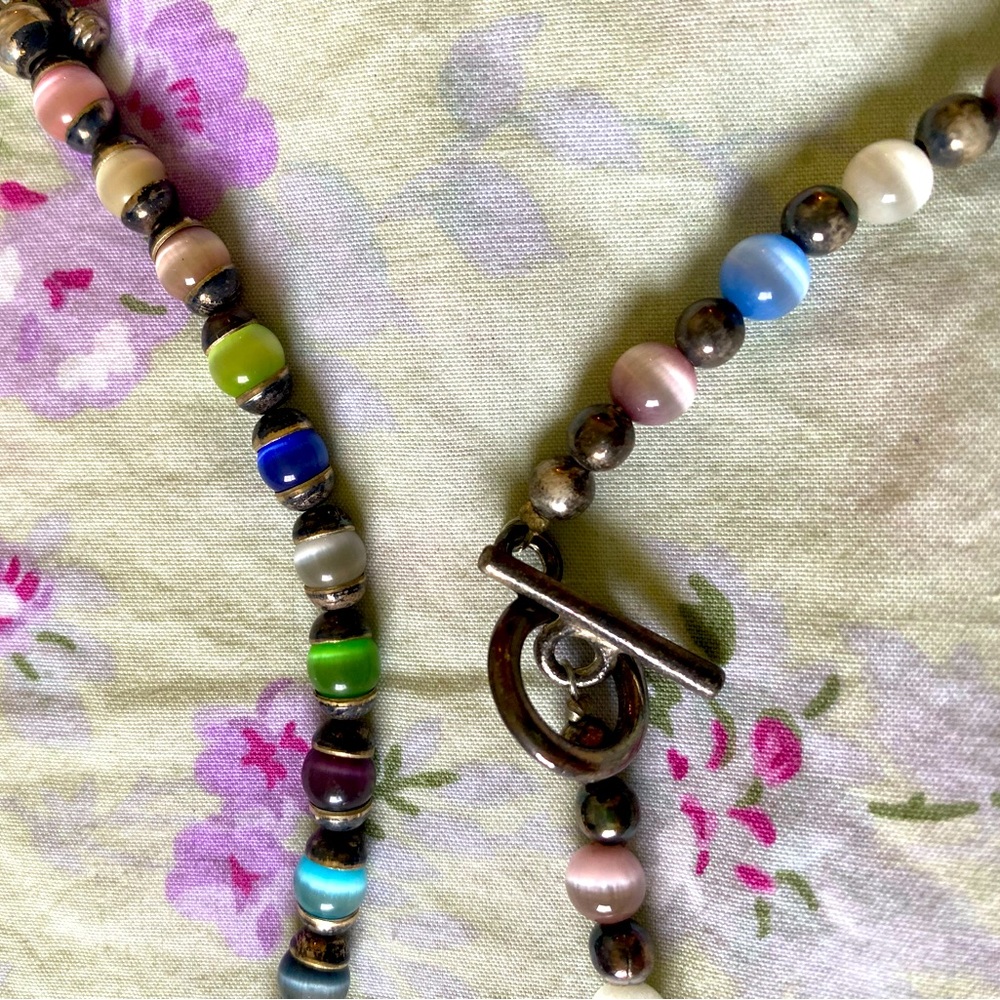 Beaded set of necklace and two bracelets, no stretch